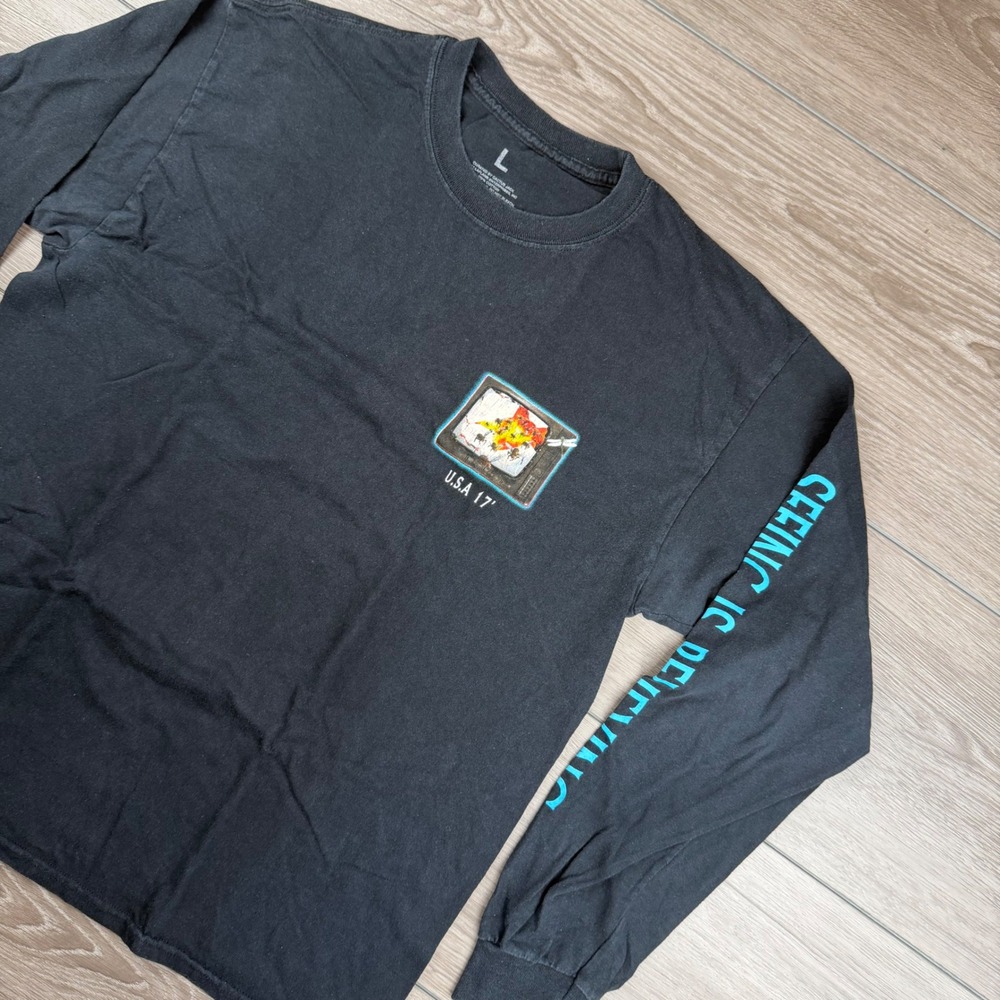 Travis Scott Men Long Sleeve T-Shirt Live In Concert 2017 Graphic Black Large